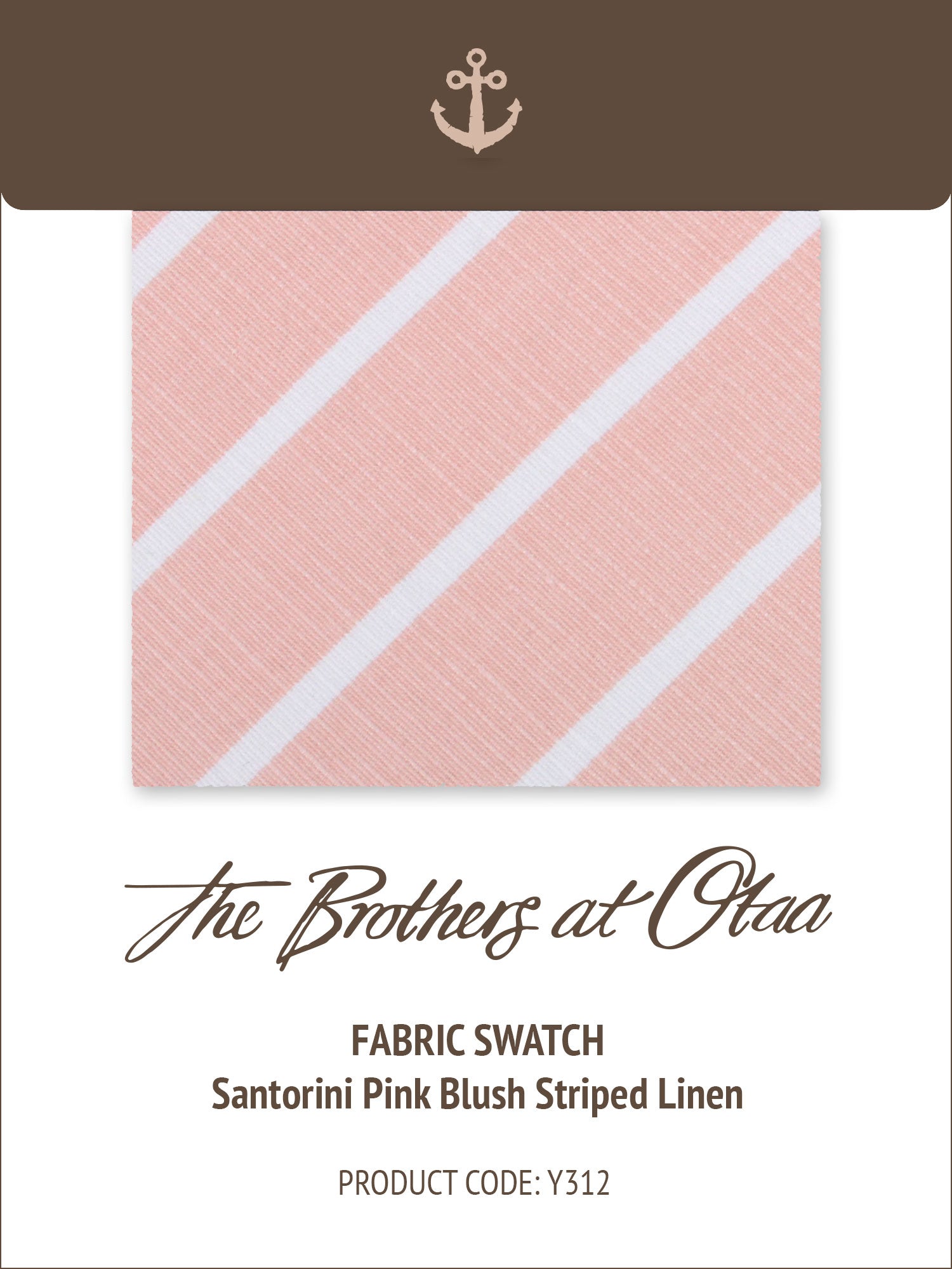 Santorini Pink Blush Striped Linen Y312 Fabric Swatch