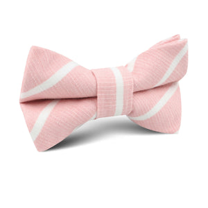 Santorini Pink Blush Striped Linen Kids Bow Tie