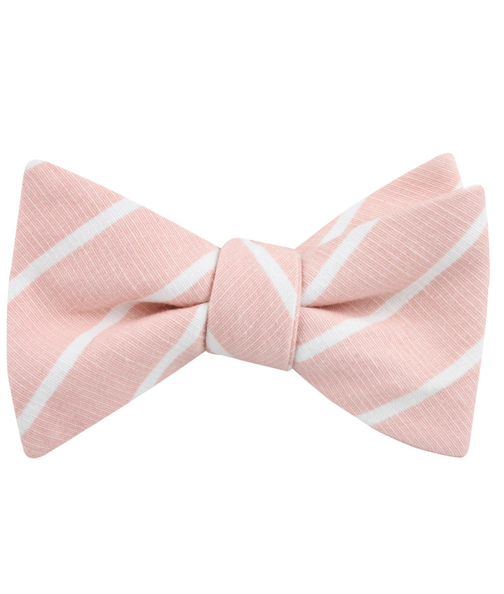 Santorini Pink Blush Striped Linen Self Tied Bow Tie