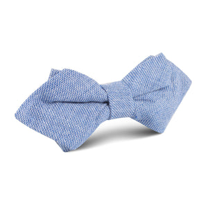 Santorini Blue Zig Zag Linen Diamond Bow Tie
