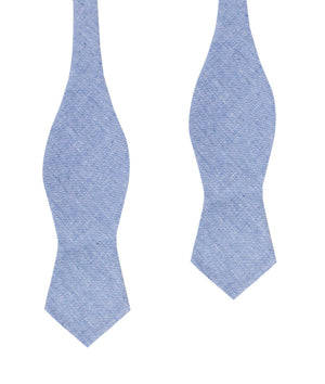 Santorini Blue Zig Zag Linen Diamond Self Bow Tie