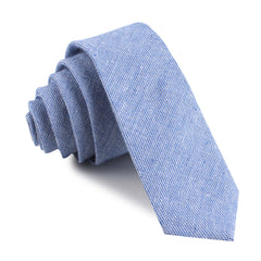 Santorini Blue Zig Zag Linen Skinny Tie