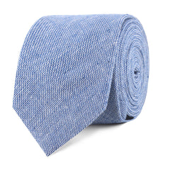 Santorini Blue Zig Zag Linen Slim Tie