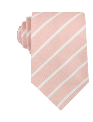 Santorini Pink Blush Striped Linen Necktie