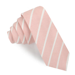 Santorini Pink Blush Striped Linen Skinny Tie