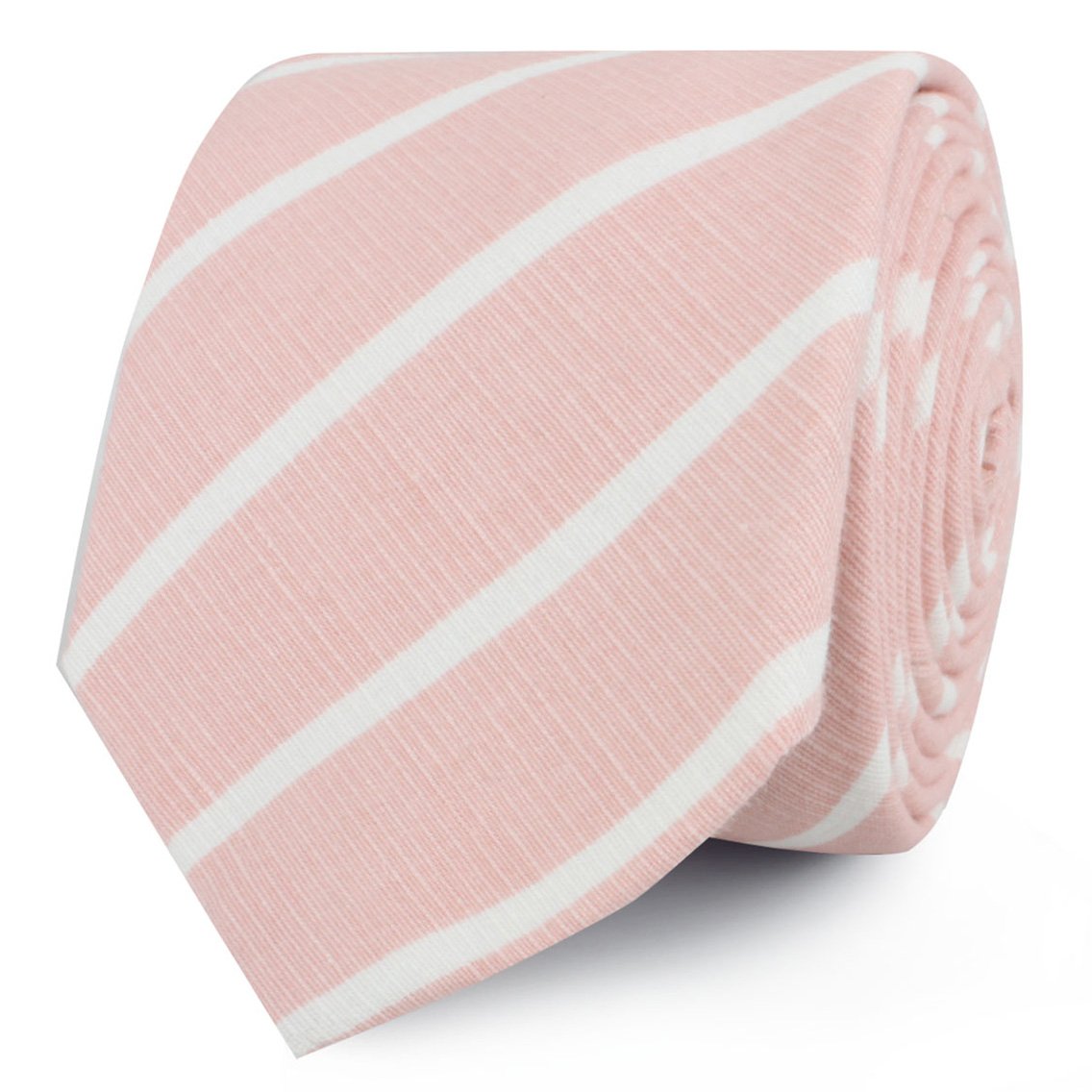 Santorini Pink Blush Striped Linen Skinny Ties