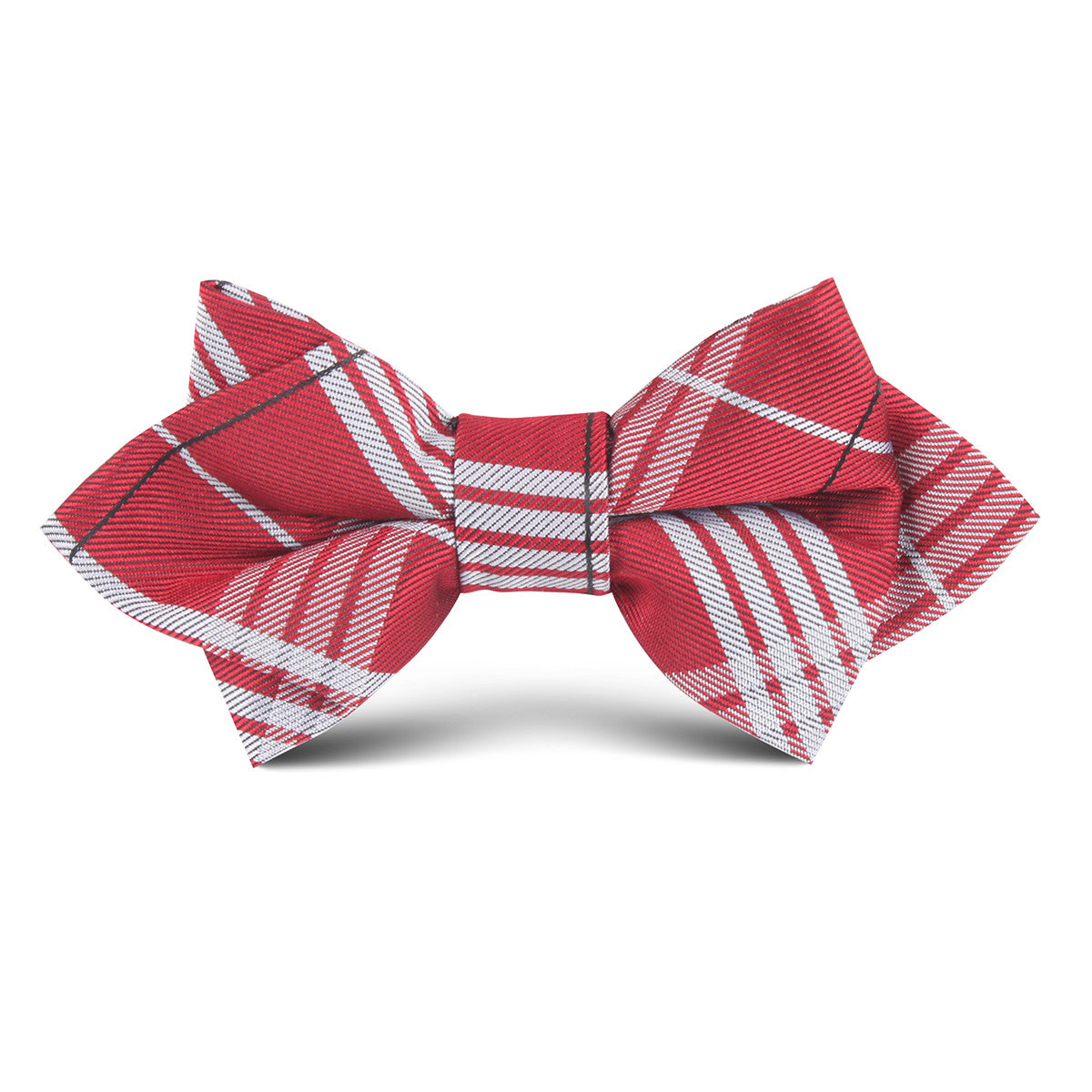 Scarlet Maroon Striped Kids Diamond Bow Tie