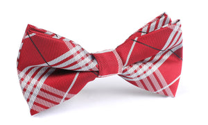 Scarlet Maroon with White Stripes Bow Tie