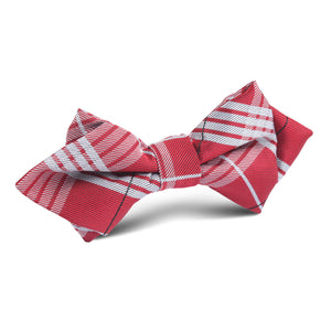 Scarlet Maroon with White Stripes Diamond Bow Tie