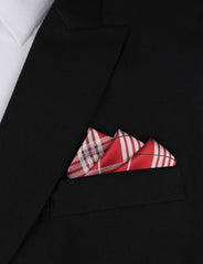 Scarlet Maroon with White Stripes Oxygen Three Point Pocket Square Fold