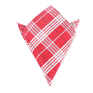 Scarlet Maroon with White Stripes Pocket Square