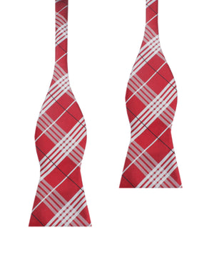Scarlet Maroon with White Stripes Self Tie Bow Tie