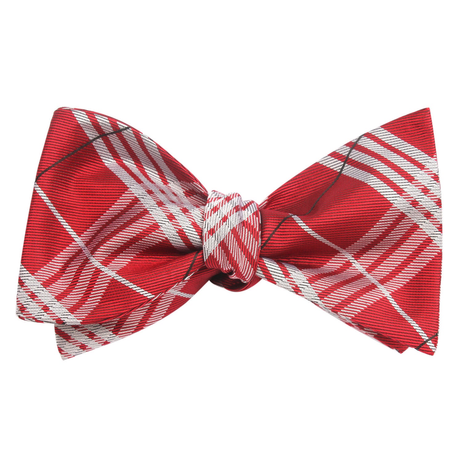 Scarlet Maroon with White Stripes Self Tie Bow Tie Self tied knot by OTAA