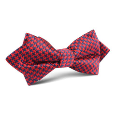 Scarlet Red Houndstooth Diamond Bow Tie