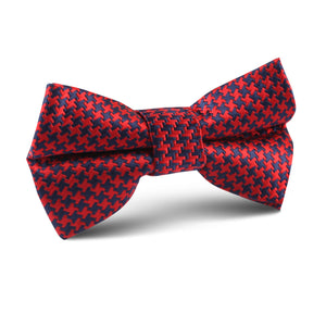 Scarlet Red Houndstooth Kids Bow Tie