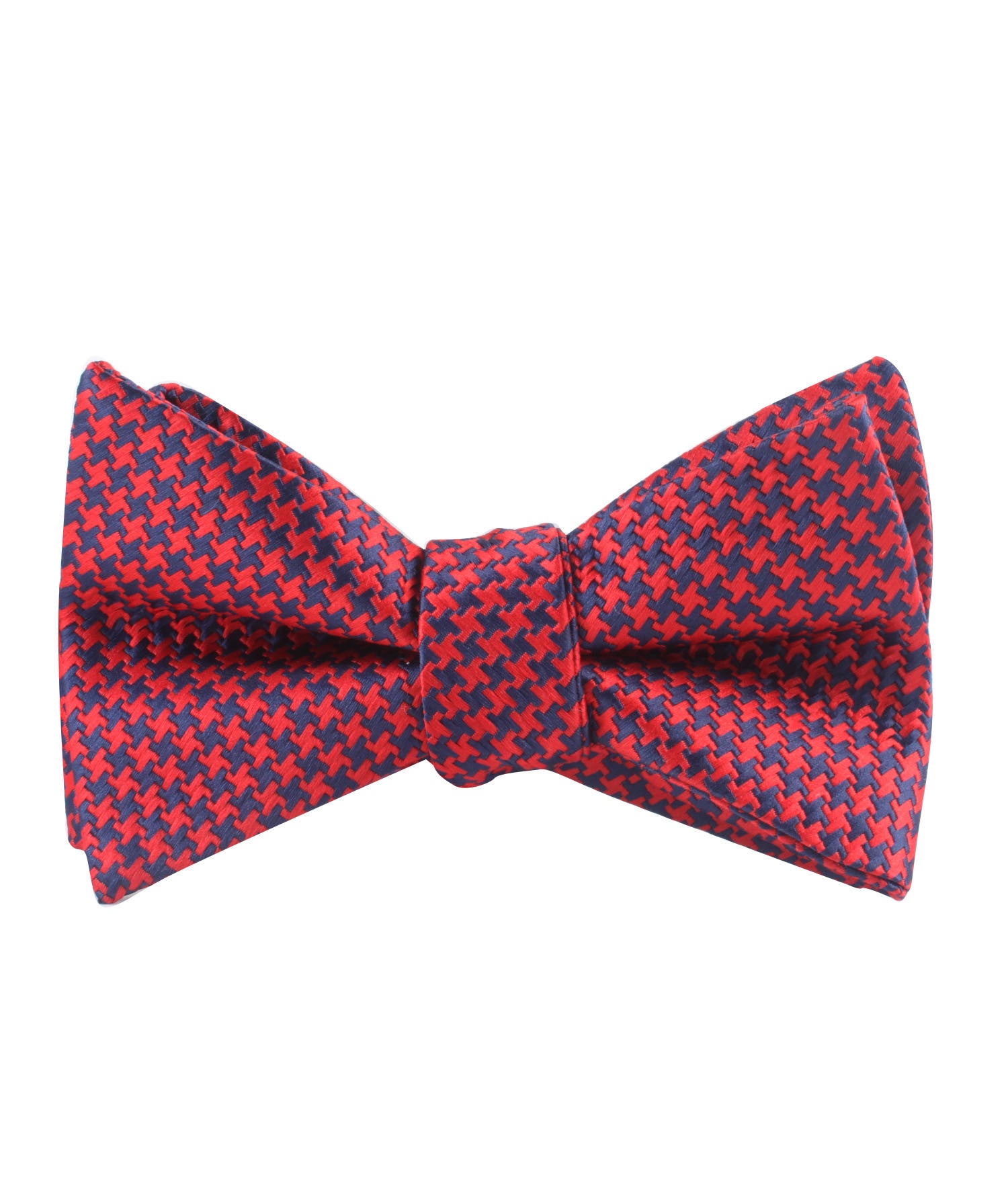 Scarlet Red Houndstooth Self Tied Bowtie