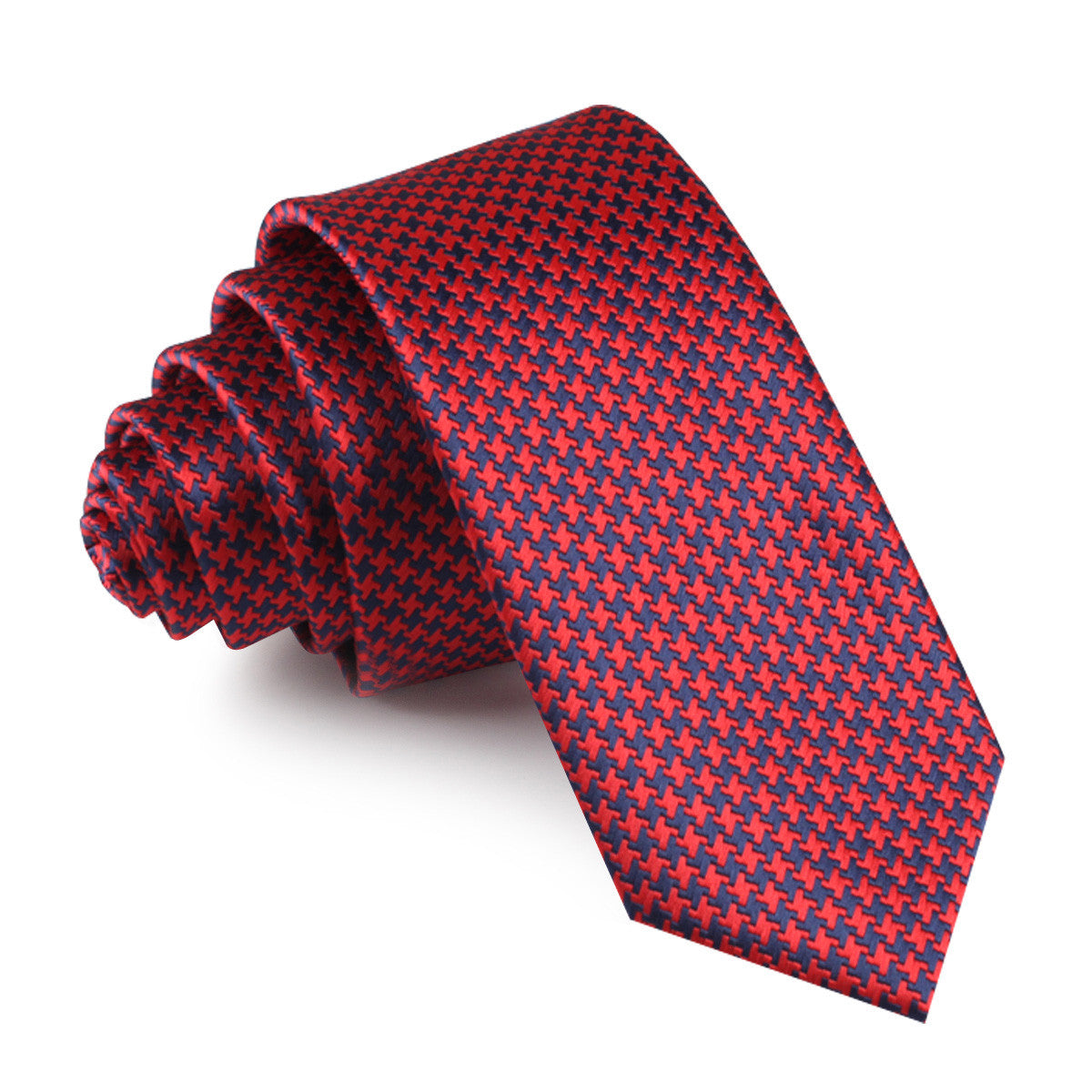 Red Houndstooth Skinny | Mens Pattern Slim Ties Necktie AU | OTAA