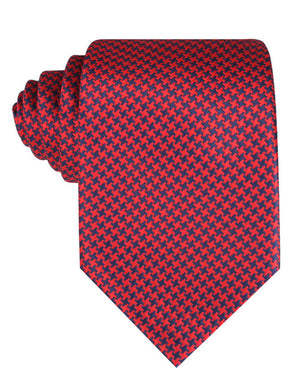 Scarlet Red Houndstooth Tie