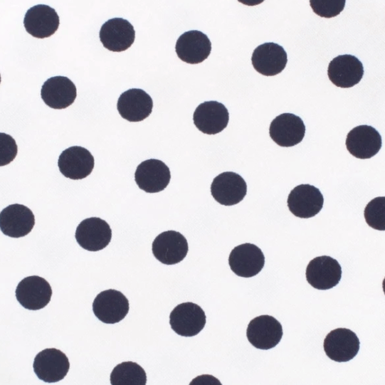 White Cotton with Large Midnight Black Polka Dots Pocket Square
