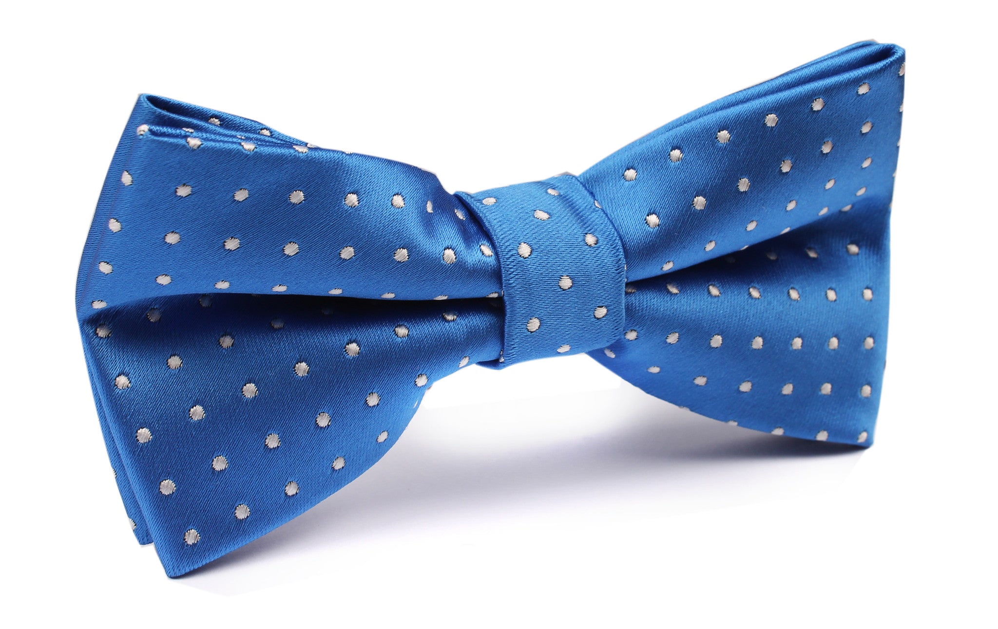 Sea Blue Bow Tie with White Polka Dots