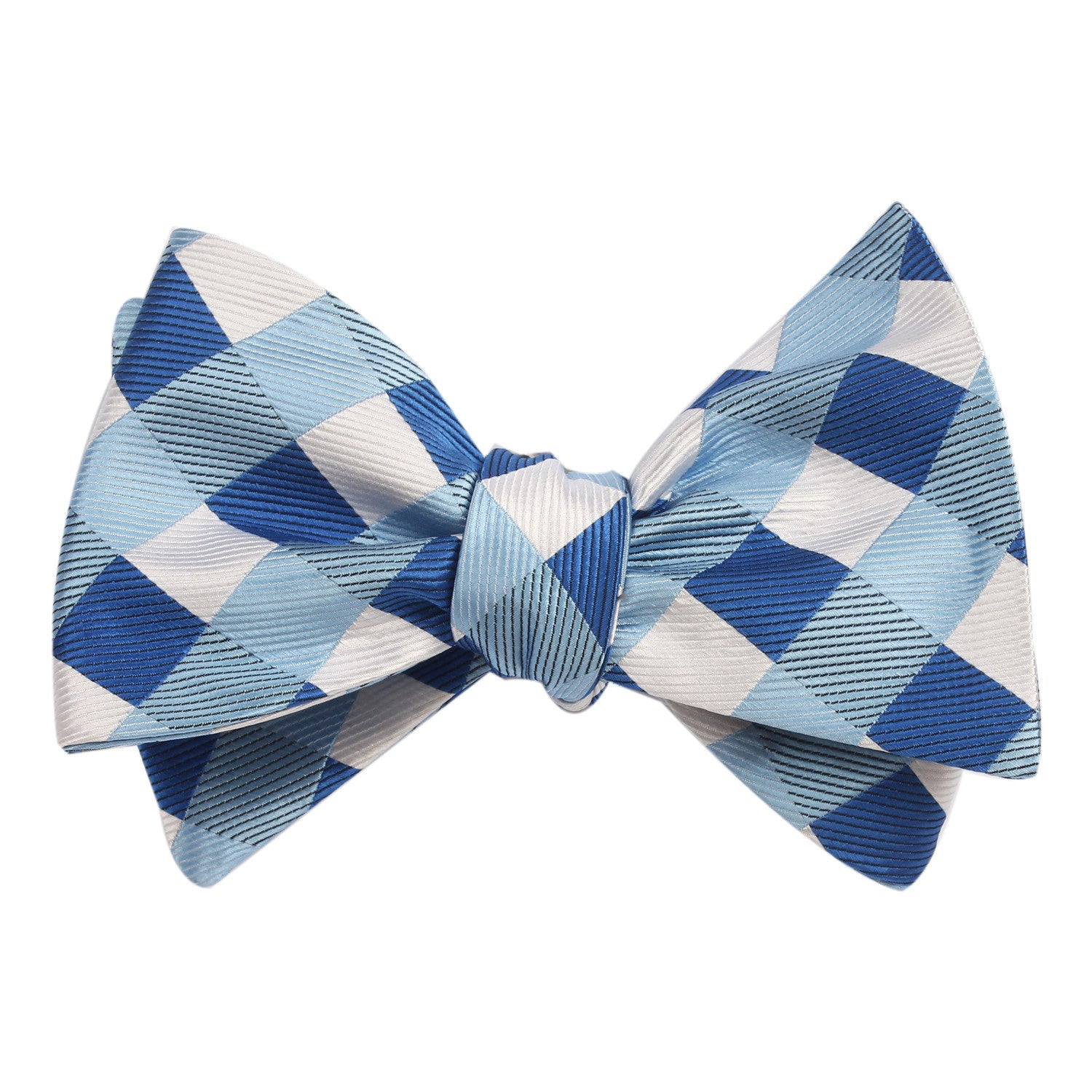 Sea and Light Blue White Checkered - Bow Tie (Untied) Self tied knot