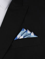Sea and Light Blue White Checkered - Oxygen Three Point Pocket Square Fold