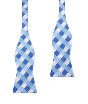 Sea and Light Blue White Checkered - Bow Tie (Untied)