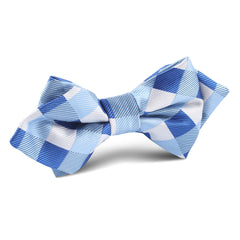 Sea and Light Blue White Checkered Diamond Bow Tie