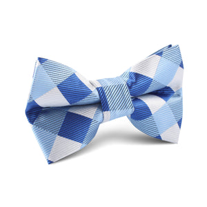 Sea and Light Blue White Checkered Kids Bow Tie