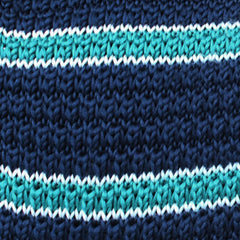 Seafoam Green and Navy Knitted Tie Fabric