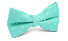 Seafoam Green with White Polka Dots Bow Tie