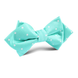 Seafoam Green with White Polka Dots Diamond Bow Tie
