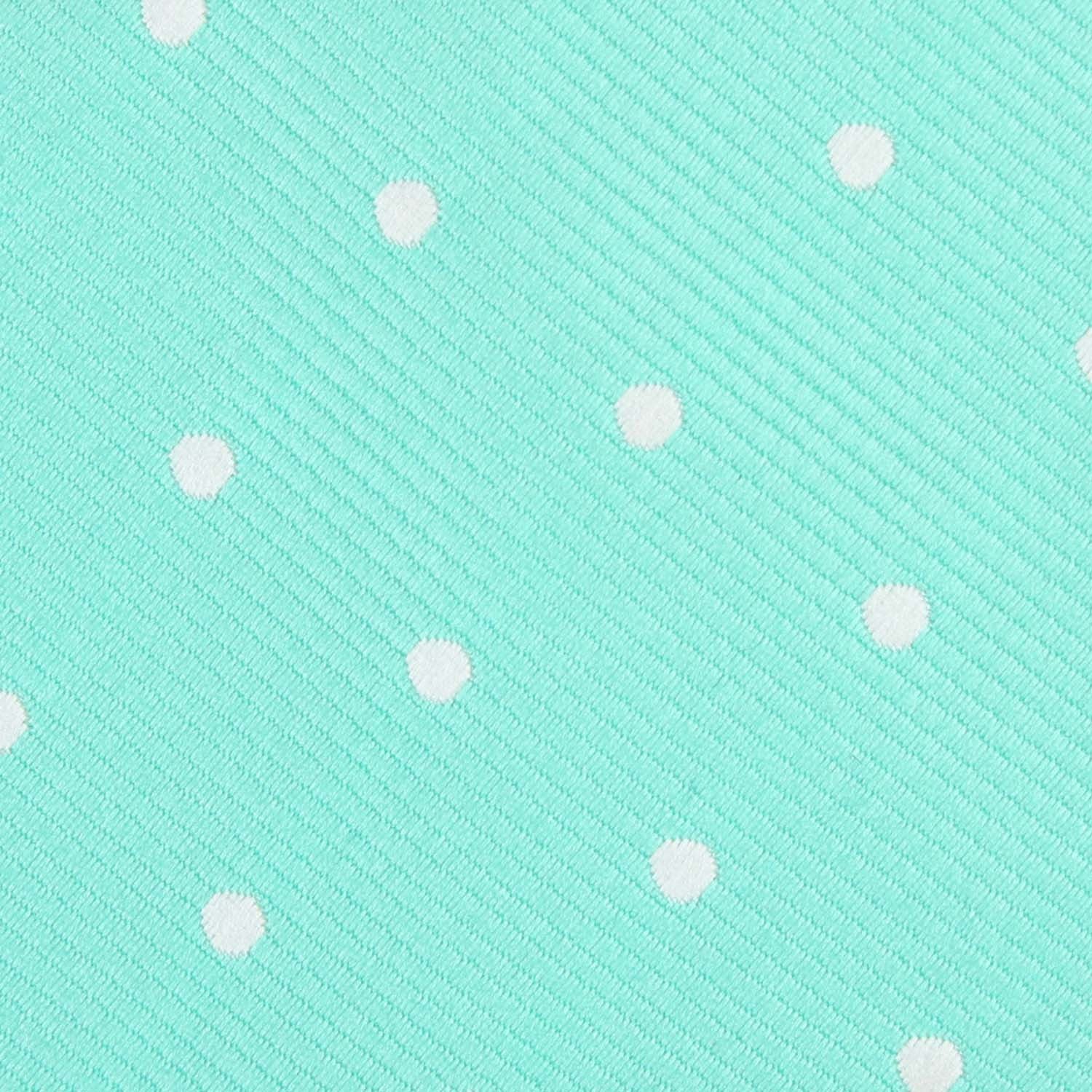 Seafoam Green with White Polka Dots Fabric Bow Tie M138