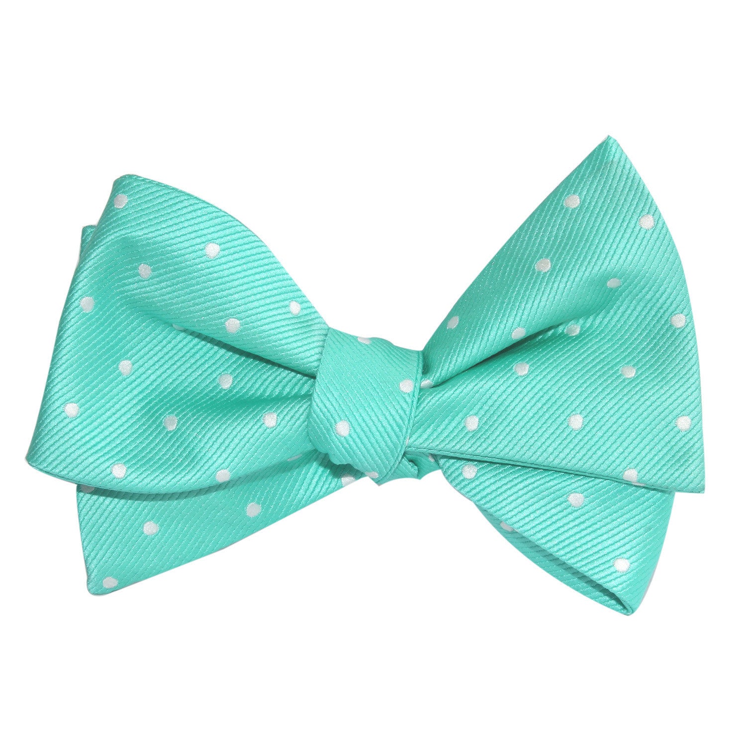 Seafoam Green with White Polka Dots Self Tie Bow Tie 2