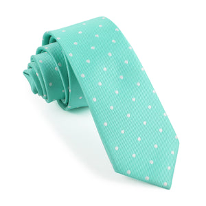 Seafoam Green with White Polka Dots Skinny Tie