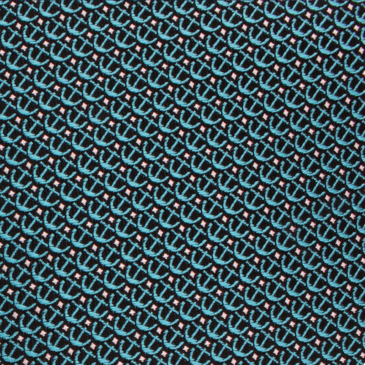 Seychelles Teal Anchor Pocket Square Fabric