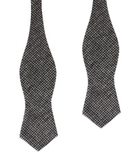 Sheepish Black Houndstooth Wool Diamond Self Bow Tie