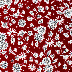 Shizuoka Merlot Red Floral Self Bow Tie Fabric
