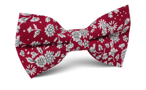 Shizuoka Merlot Red Floral Bow Tie