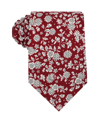 Shizuoka Merlot Red Floral Necktie
