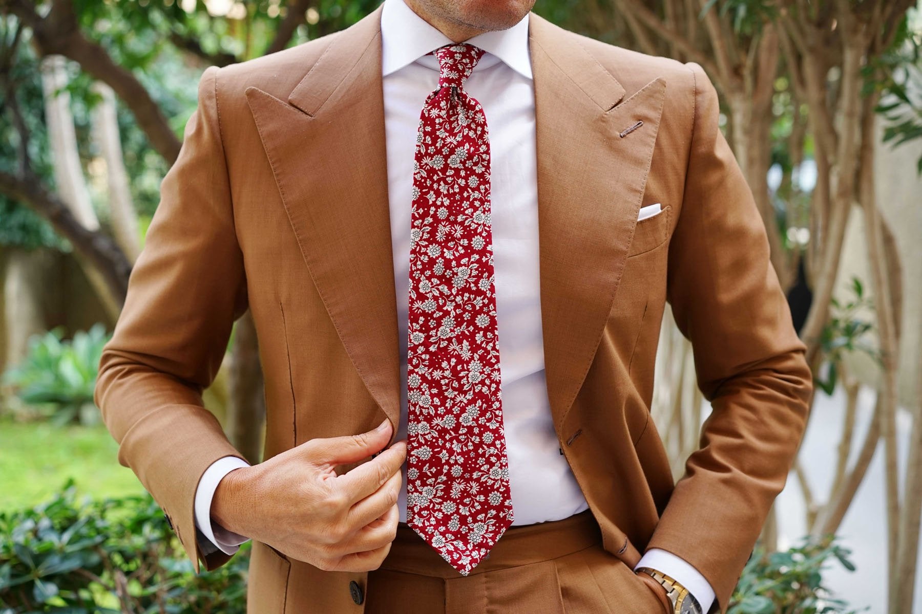 Sparkling Red Floral Necktie