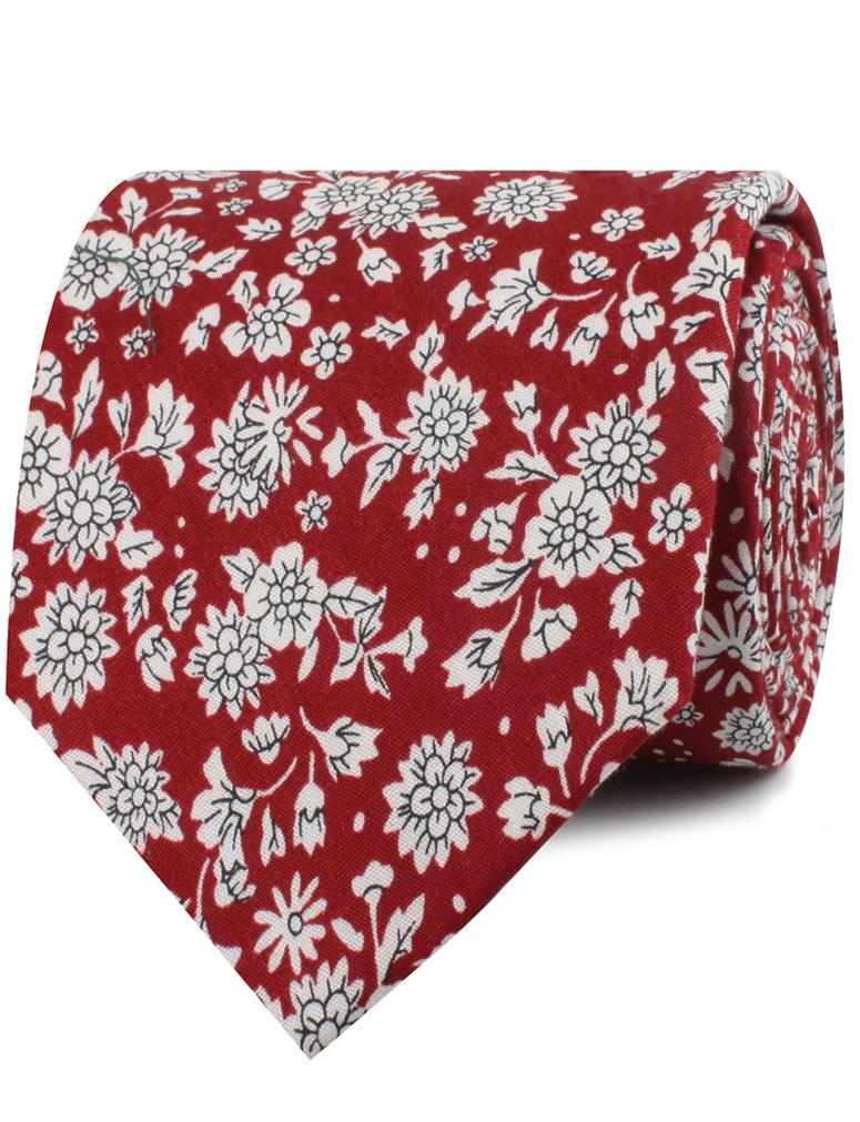 Shizuoka Merlot Red Floral Neckties