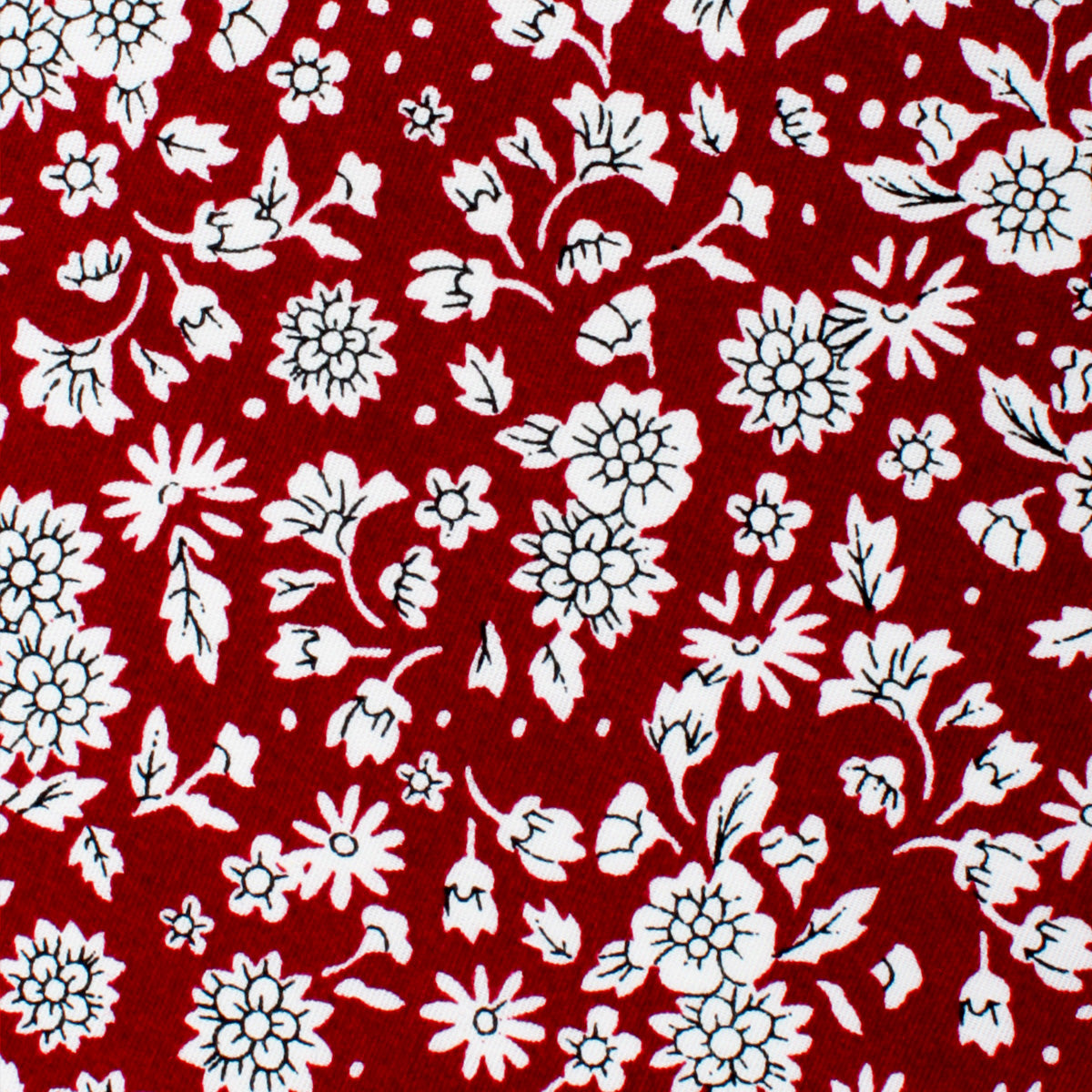 Shizuoka Merlot Red Floral Skinny Tie Fabric