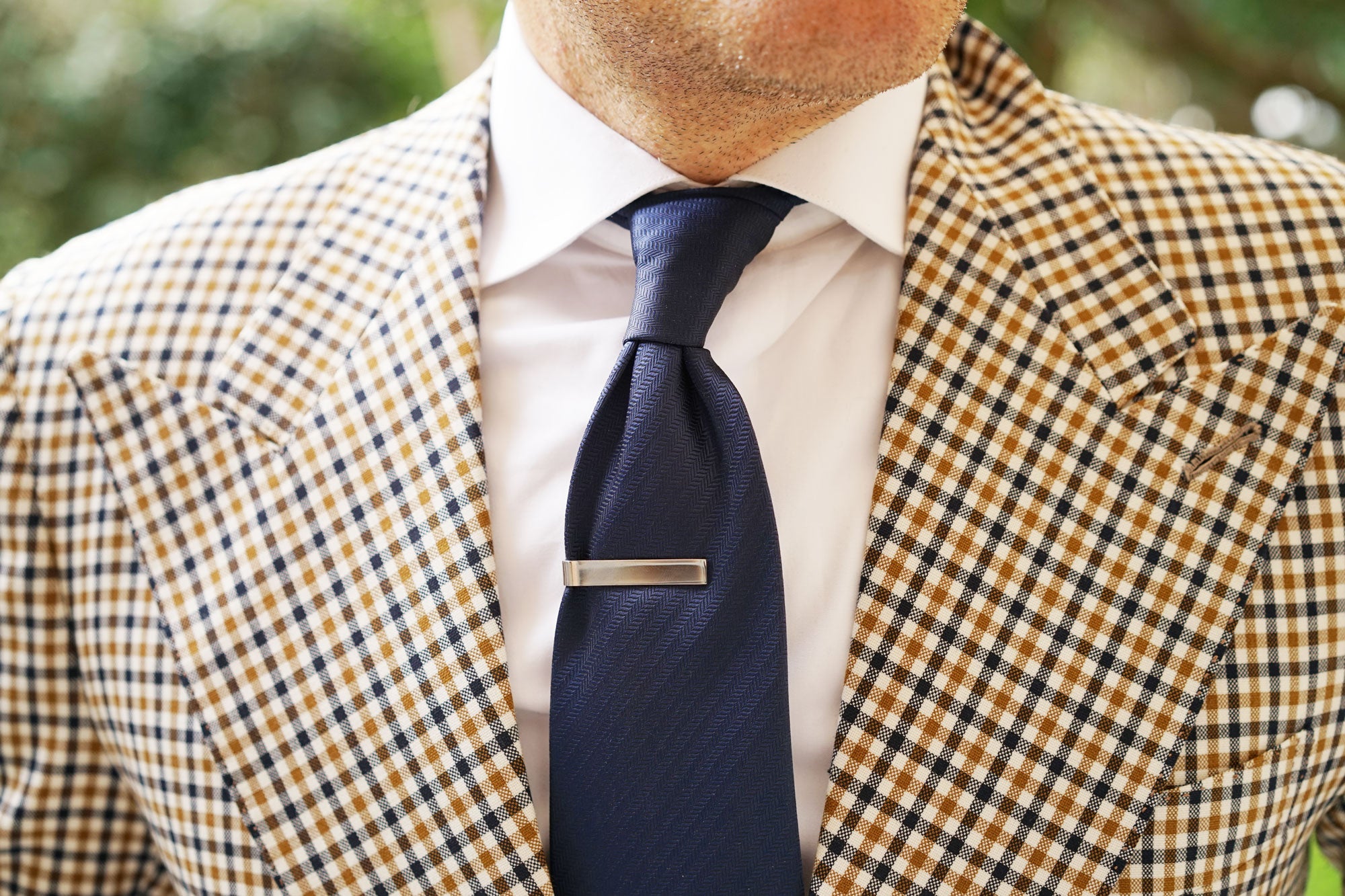 Silver Clasp Tie Bar Mens Classic Short Blank Square Tie Slide Bars