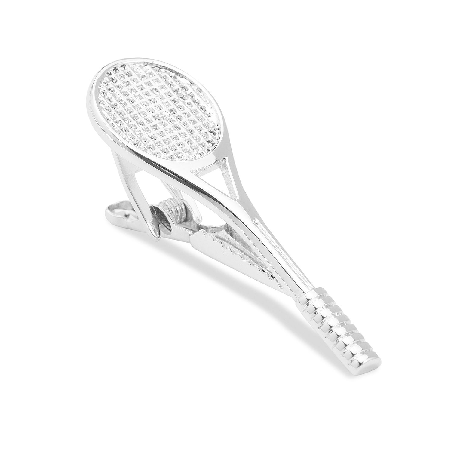 Silver McEnroe Tennis Racquet Tie Bar
