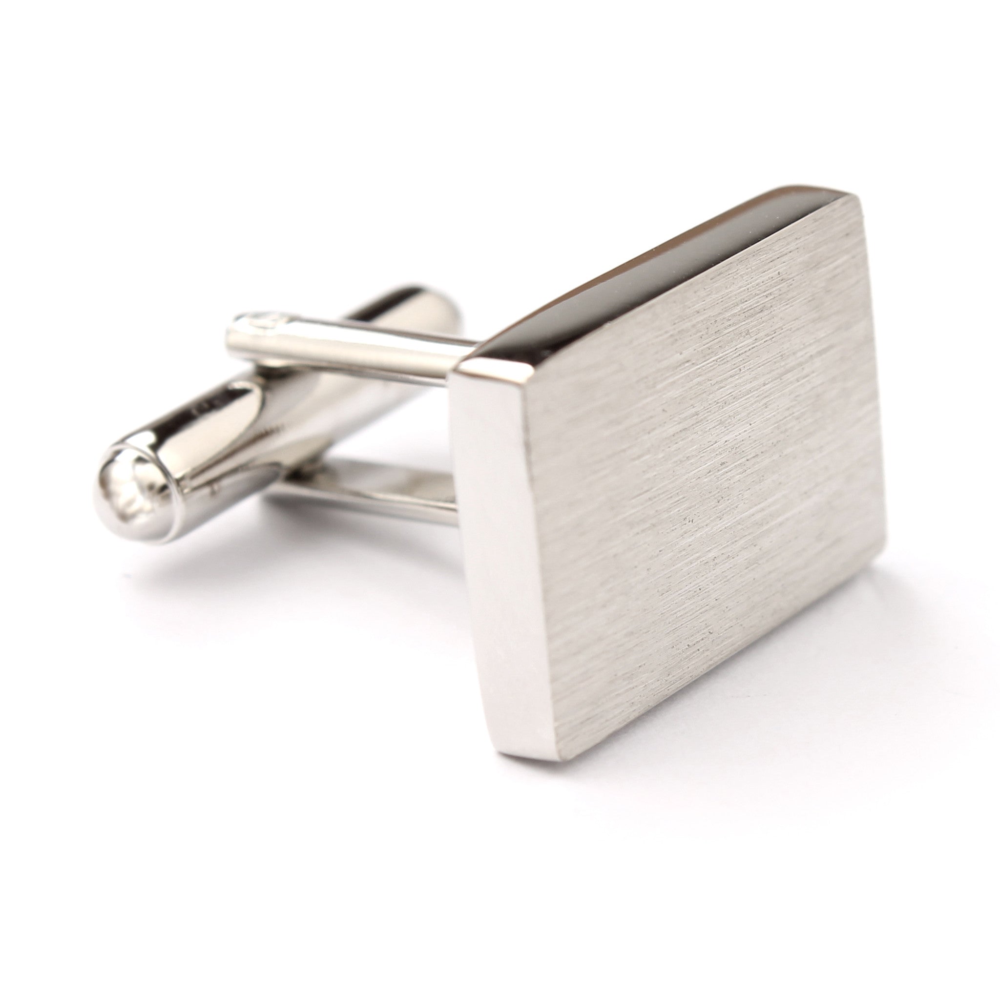 Silver Rectangle Brushed Finished Cufflinks Middle OTAA