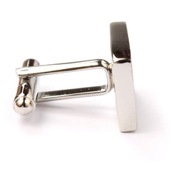 Silver Rectangle Brushed Finished Cufflinks Side OTAA 