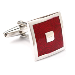 Silver Red Square Cufflink Middle OTAA