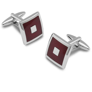 Silver Red Square Cufflinks
