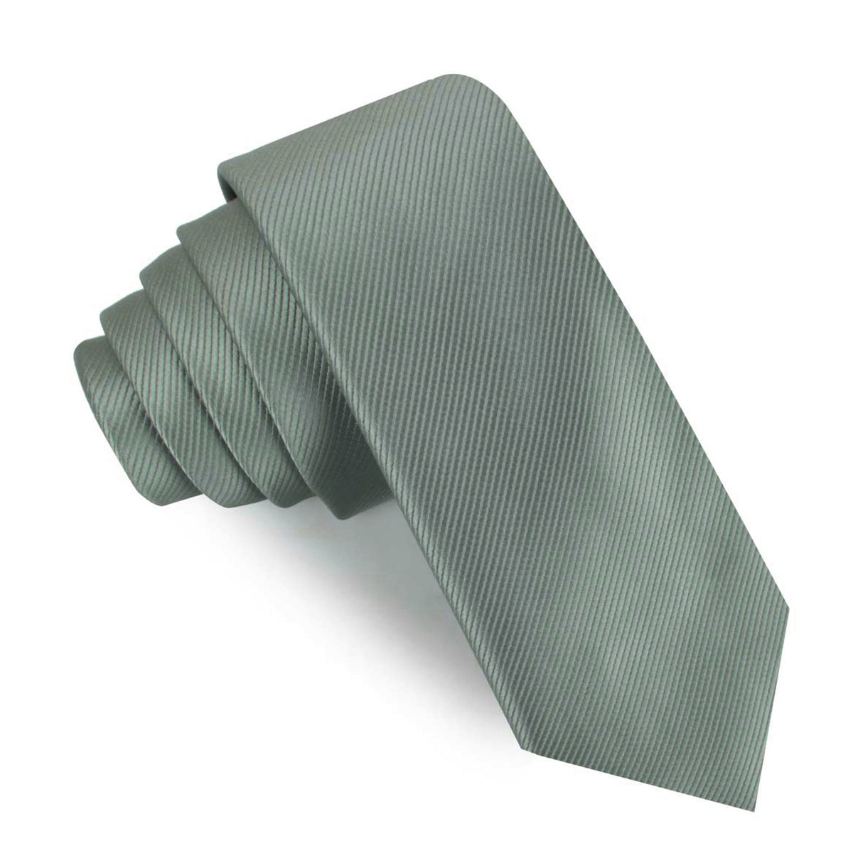 Silver Sage Twill Skinny Tie | Wedding Slim Ties Mens Neckties AU | OTAA